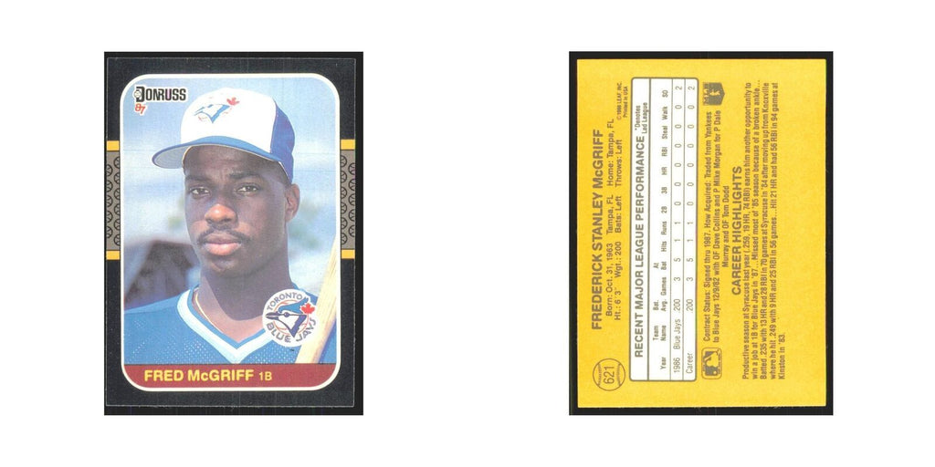 Fred McGriff 1987 Donruss #621 Toronto Blue Jays Baseball Card NM