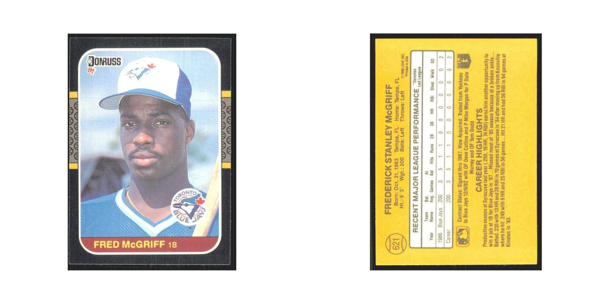 Fred McGriff 1987 Donruss #621 Toronto Blue Jays Baseball Card NM