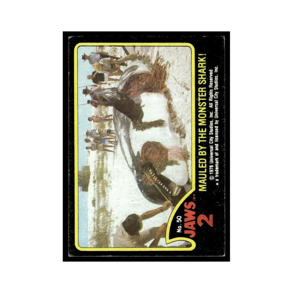 Mauled By The Monster Shark 1978 Universal Jaws 2 #50 Trading Card VG