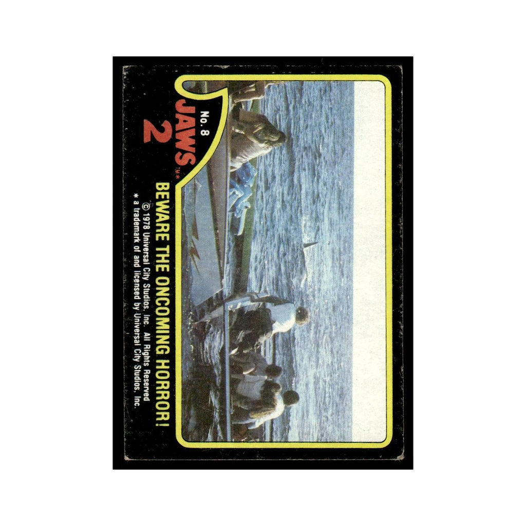 Beware The Oncoming Horror 1978 Universal Jaws 2 #8 Trading Card VG