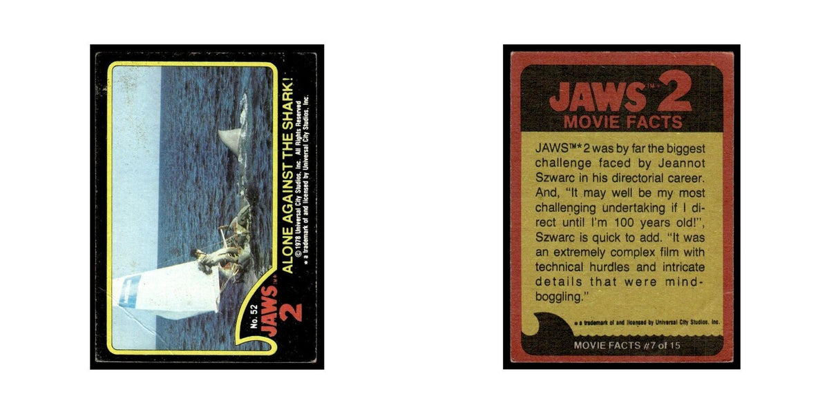Alone Against The Shark 1978 Universal Jaws 2 #52 Trading Card VG
