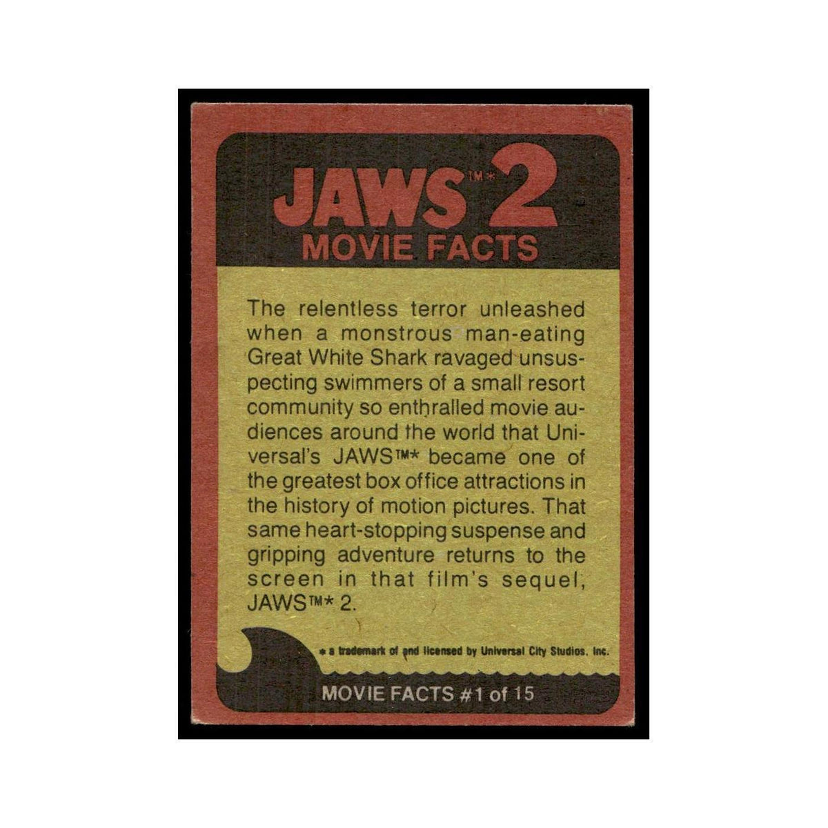 Brody At The Beach 1978 Universal Jaws 2 #40 Trading Card VG