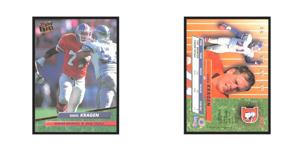 Greg Kragen 1992 Fleer Ultra #102 Football Cards Football Card NM