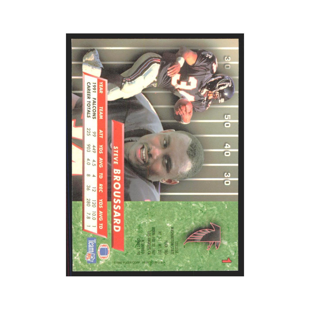 Steve Broussard 1992 Fleer Ultra #1 Football Cards Football Card NM