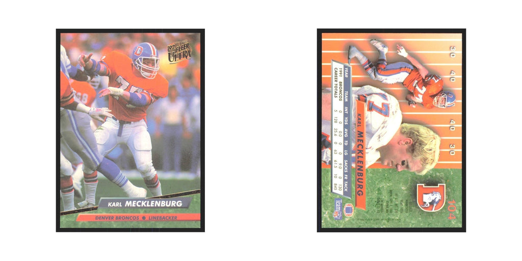 Karl Mecklenburg 1992 Fleer Ultra #104 Football Cards Football Card NM