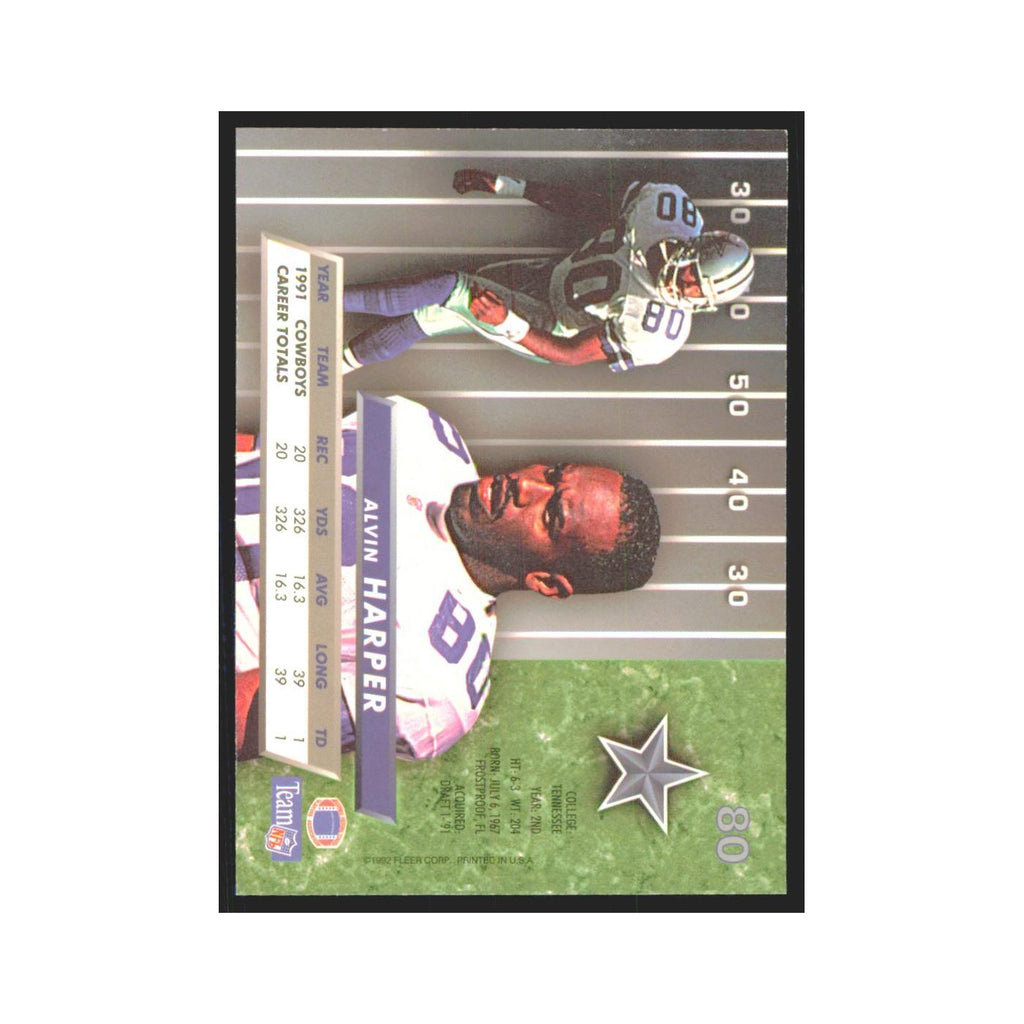 Alvin Harper 1992 Fleer Ultra #80 Football Cards Football Card NM