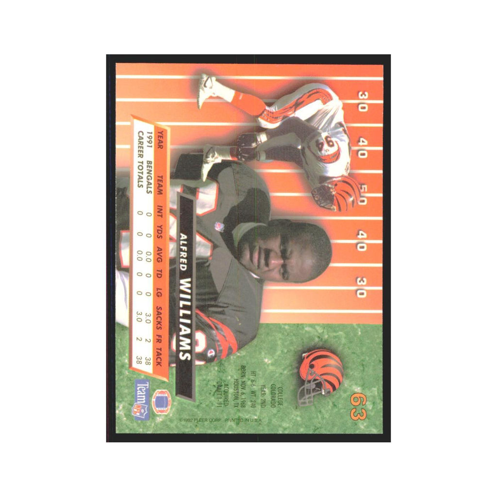 Alfred Williams 1992 Fleer Ultra #63 Football Cards Football Card NM
