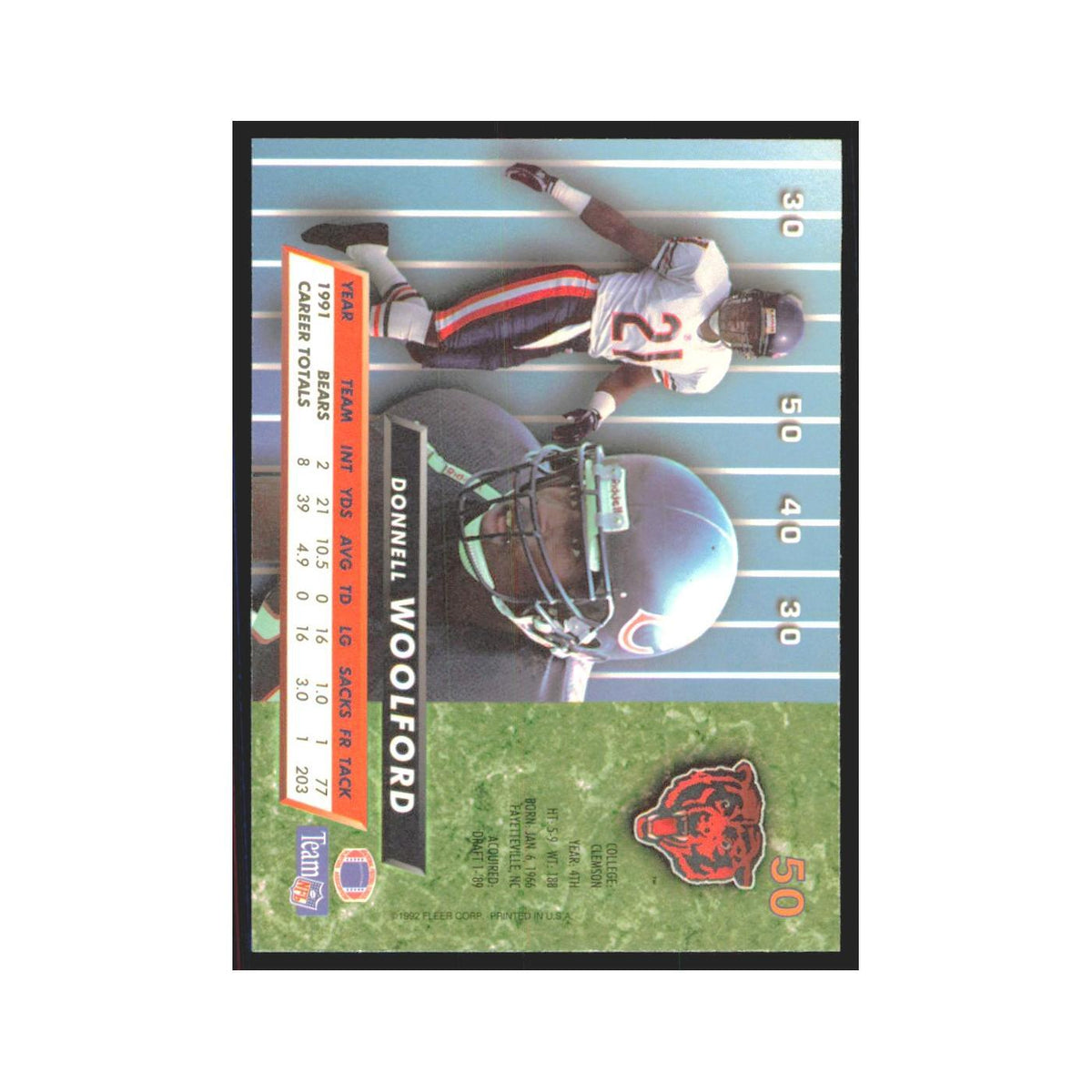 Donnell Woolford 1992 Fleer Ultra #50 Football Cards Football Card NM