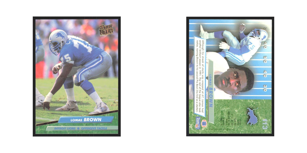Lomas Brown 1992 Fleer Ultra #113 Football Cards Football Card NM