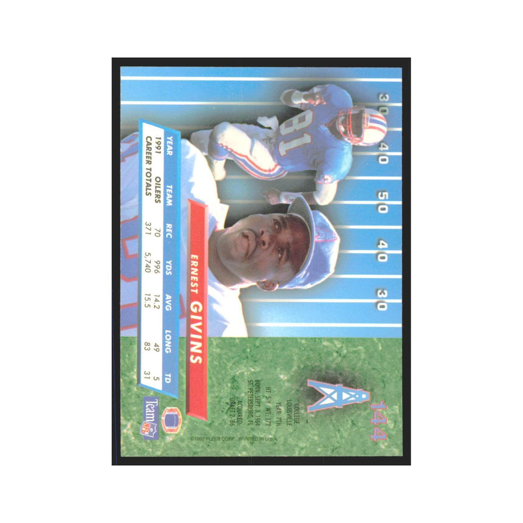 Ernest Givins 1992 Fleer Ultra #144 Football Cards Football Card NM