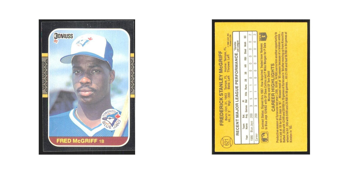 Fred McGriff 1987 Donruss #621 Toronto Blue Jays Baseball Card NM
