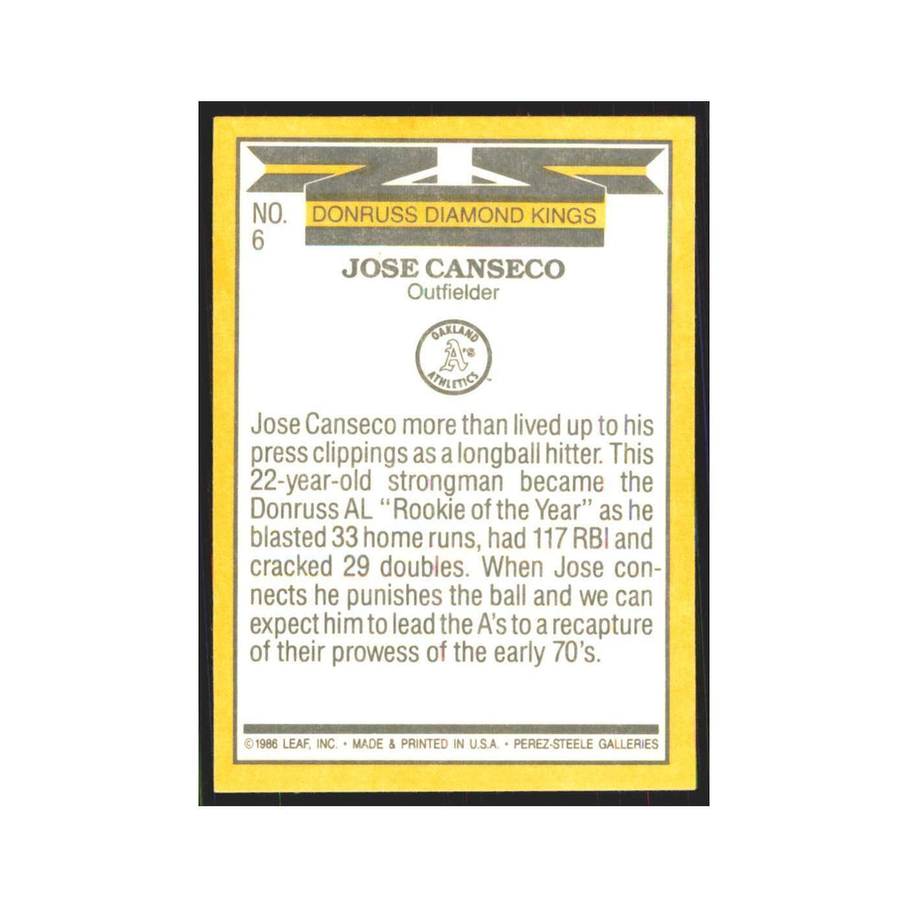 Jose Canseco 1987 Donruss #6 Oakland Athletics Baseball Card NM