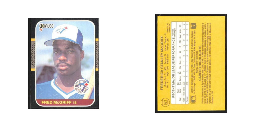 Fred McGriff 1987 Donruss #621 Toronto Blue Jays Baseball Card NM