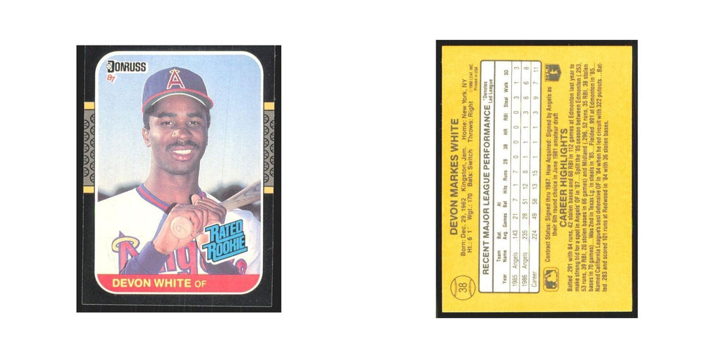 Devon White Rookie 1987 Donruss #38 California Angels Baseball Card NM