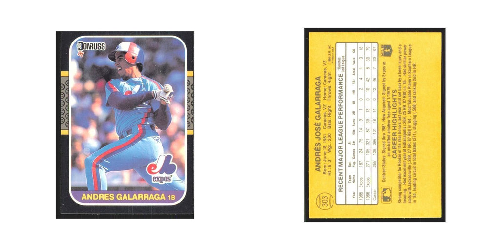 Andres Galarraga 1987 Donruss #303 Montreal Expos Baseball Card NM