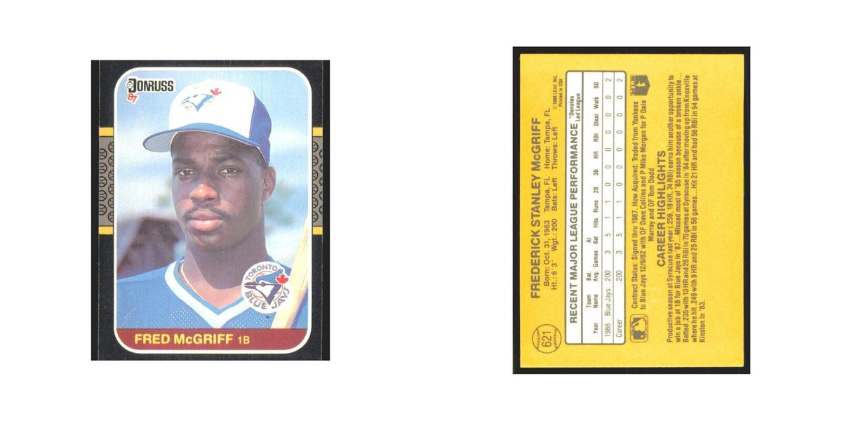 Fred McGriff 1987 Donruss #621 Toronto Blue Jays Baseball Card NM