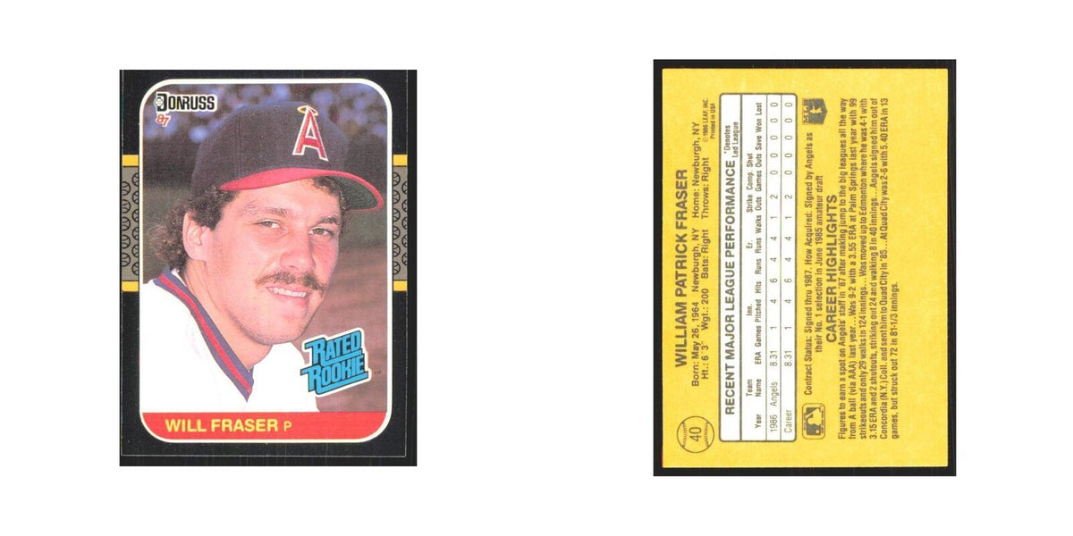 Will Fraser Rookie 1987 Donruss #40 California Angels Baseball Card NM