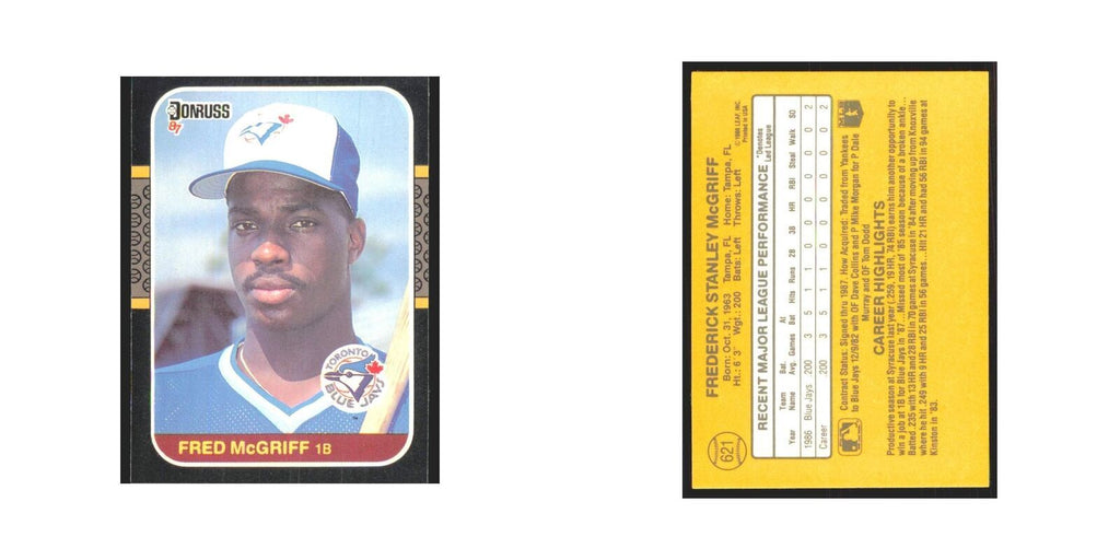 Fred McGriff 1987 Donruss #621 Toronto Blue Jays Baseball Card NM