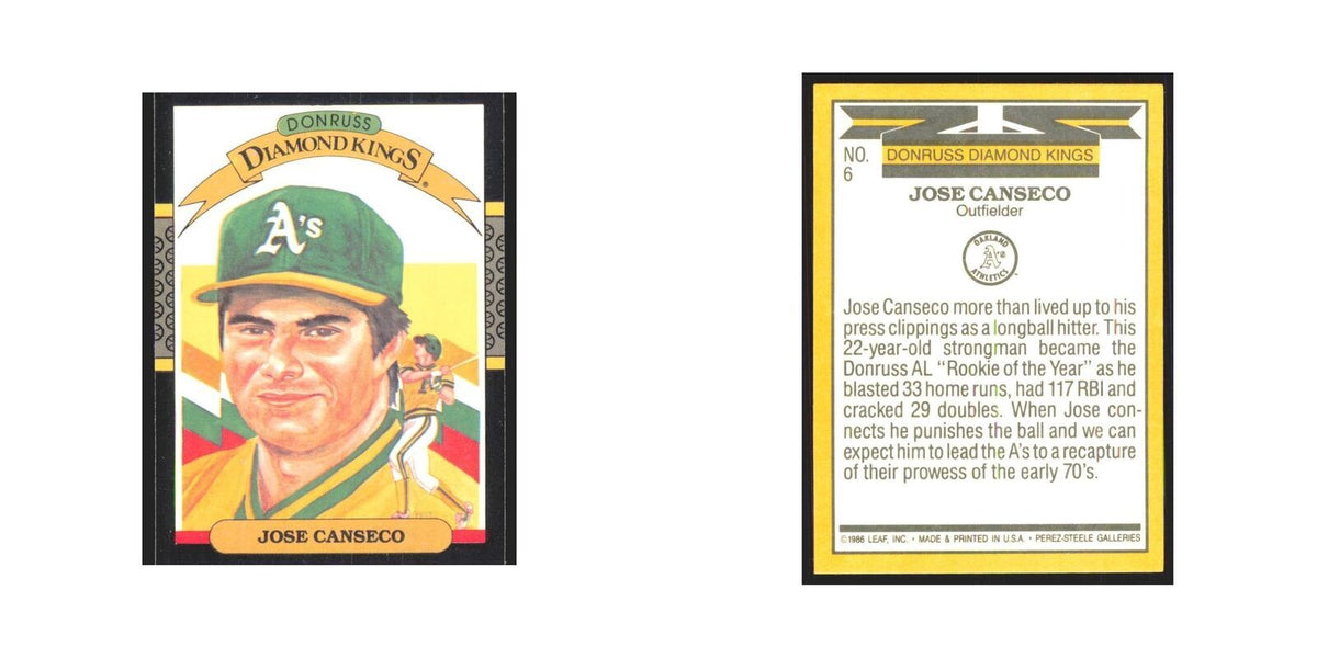 Jose Canseco 1987 Donruss #6 Oakland Athletics Baseball Card NM