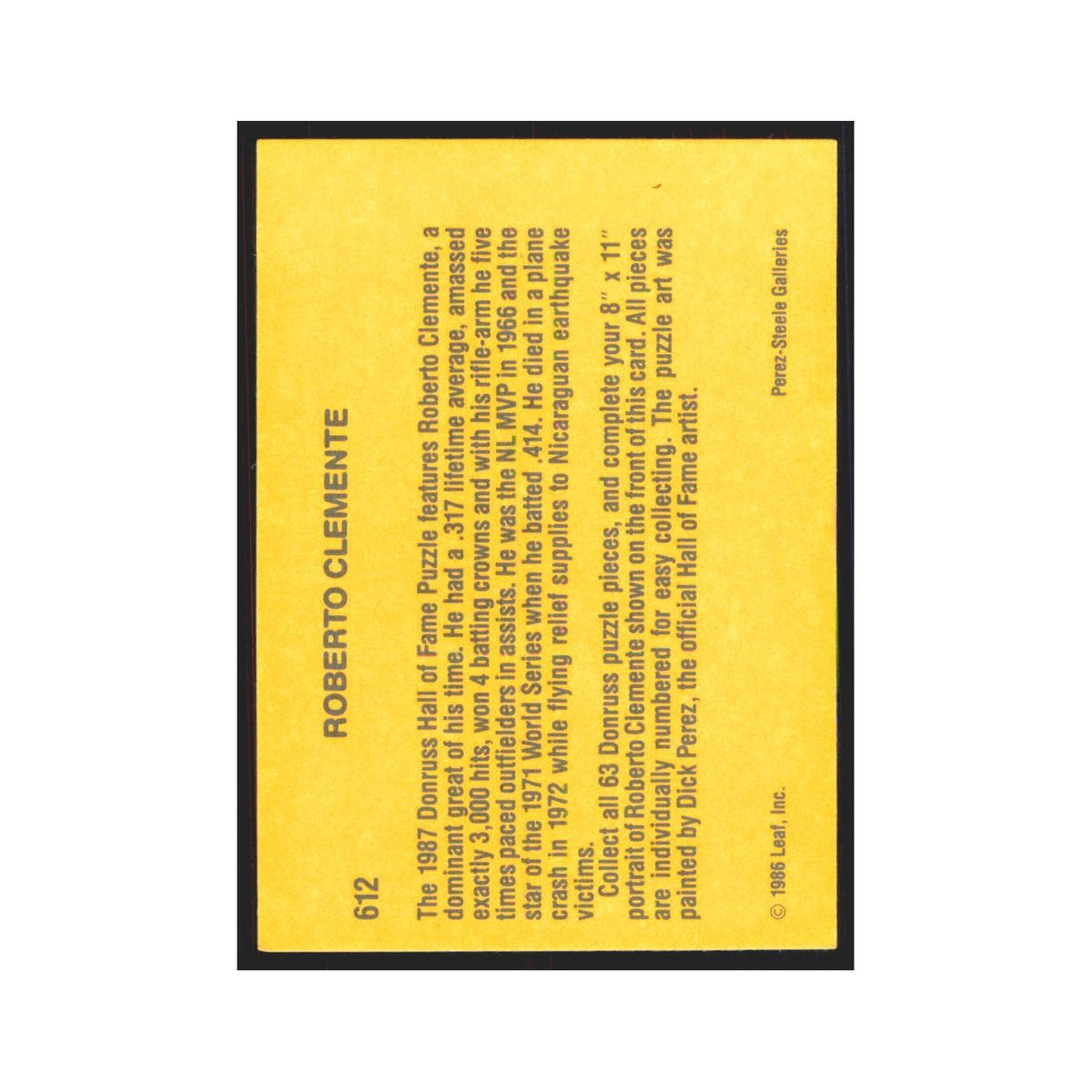 Roberto Clemente 1987 Donruss #612 Pittsburgh Pirates Baseball Card NM