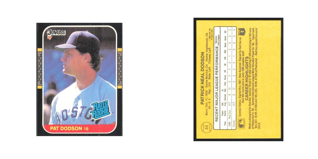 Pat Dodson Rookie 1987 Donruss #44 Red Sox Baseball Card NM