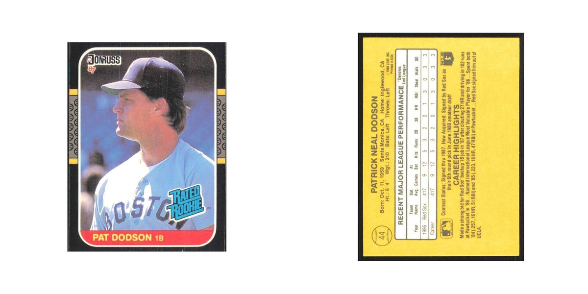 Pat Dodson Rookie 1987 Donruss #44 Red Sox Baseball Card NM