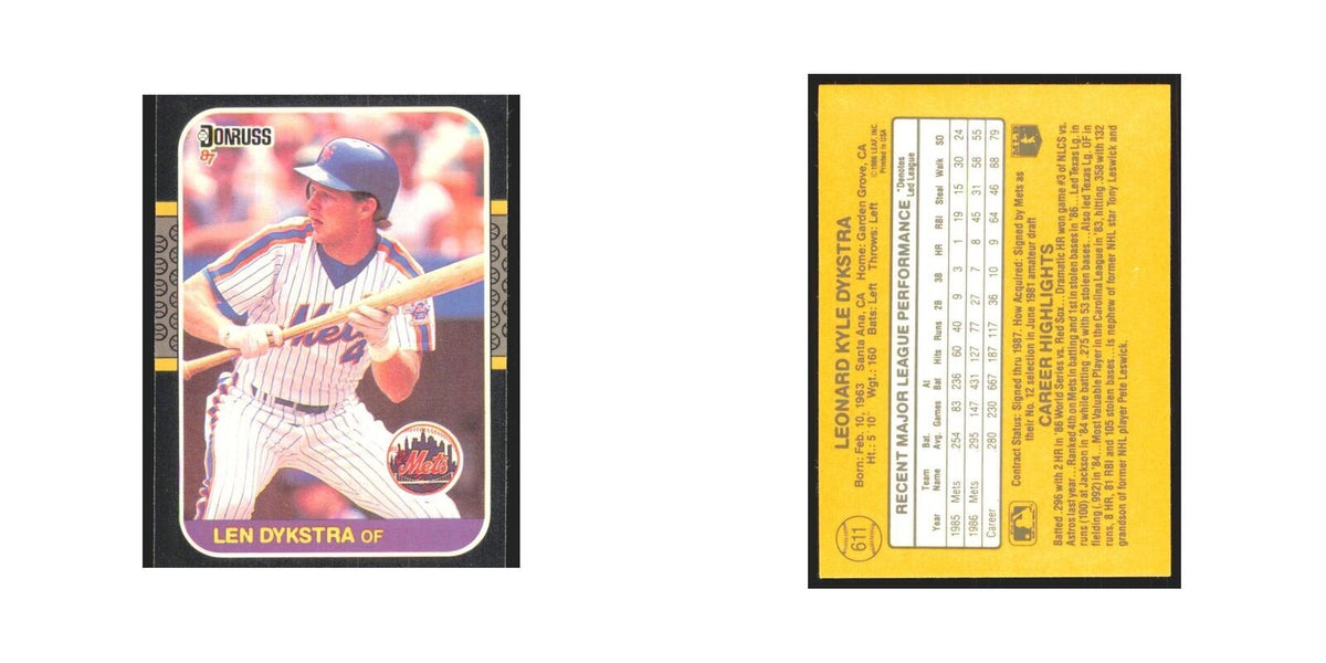 Len Dykstra 1987 Donruss #611 New York Mets Baseball Card NM
