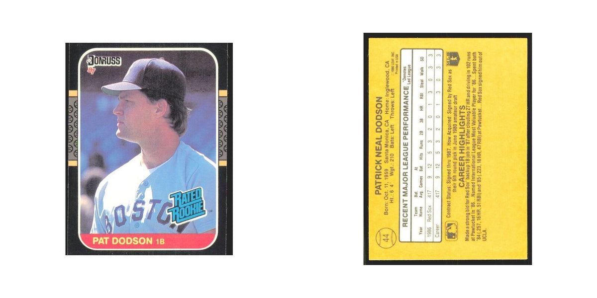 Pat Dodson Rookie 1987 Donruss #44 Boston Red Sox Baseball Card NM