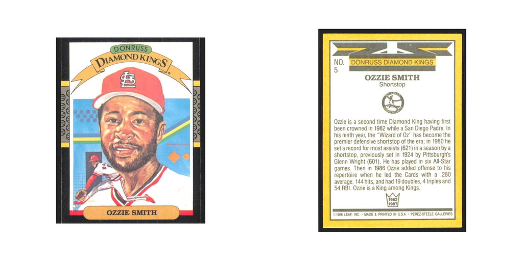 Ozzie Smith 1987 Donruss #5 St. Louis Cardinals Baseball Card NM