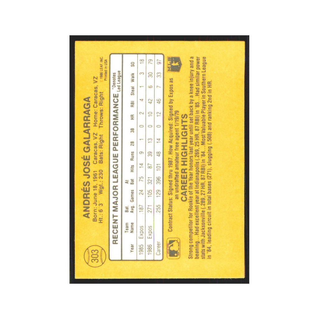 Andres Galarraga 1987 Donruss #303 Montreal Expos Baseball Card NM