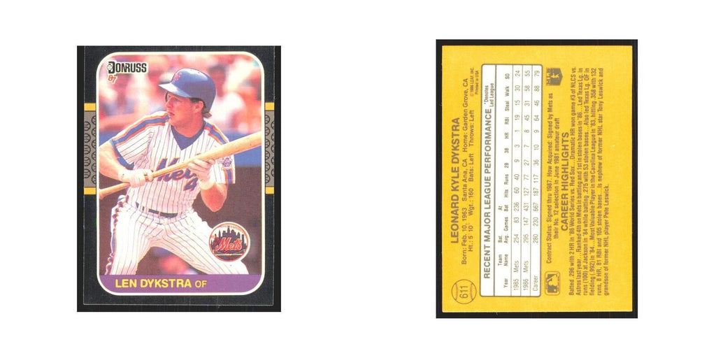 Len Dykstra 1987 Donruss #611 New York Mets Baseball Card NM