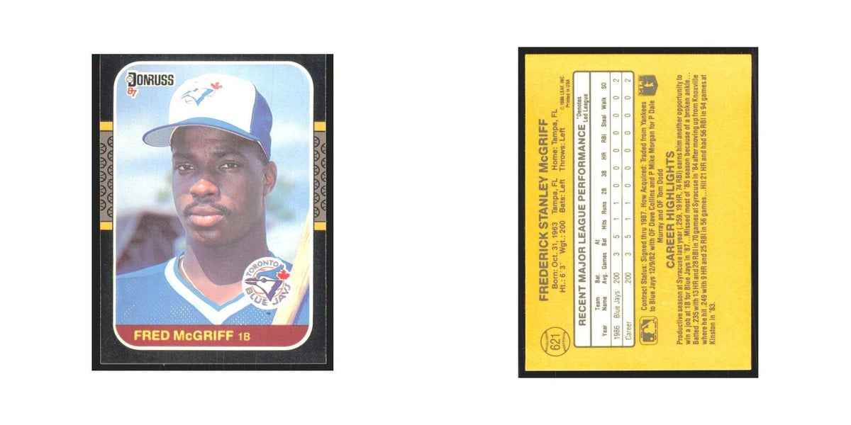 Fred McGriff 1987 Donruss #621 Toronto Blue Jays Baseball Card NM