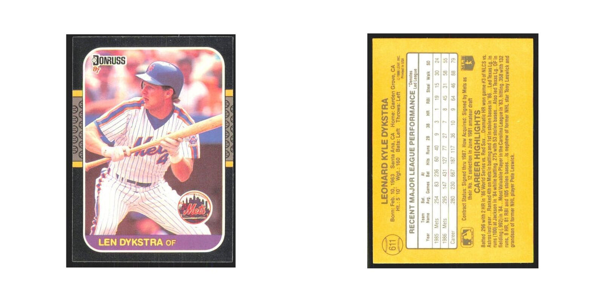 Len Dykstra 1987 Donruss #611 New York Mets Baseball Card NM