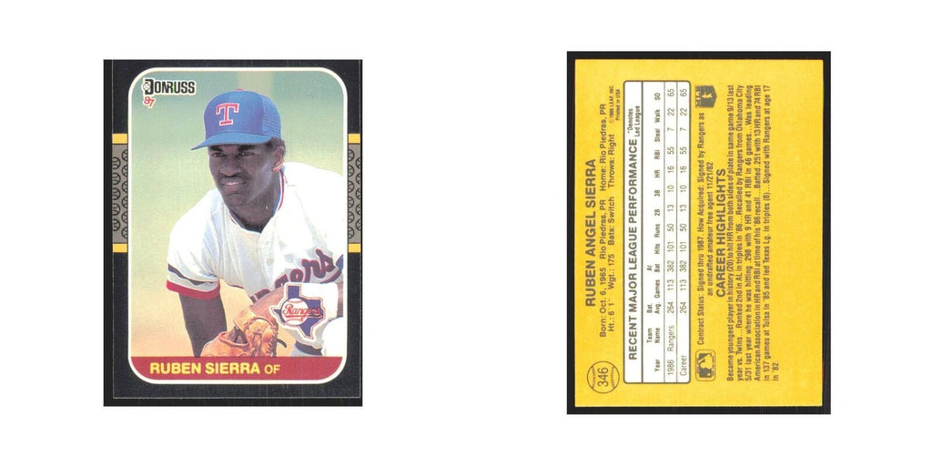 Ruben Sierra 1987 Donruss #346 Texas Rangers Baseball Card NM