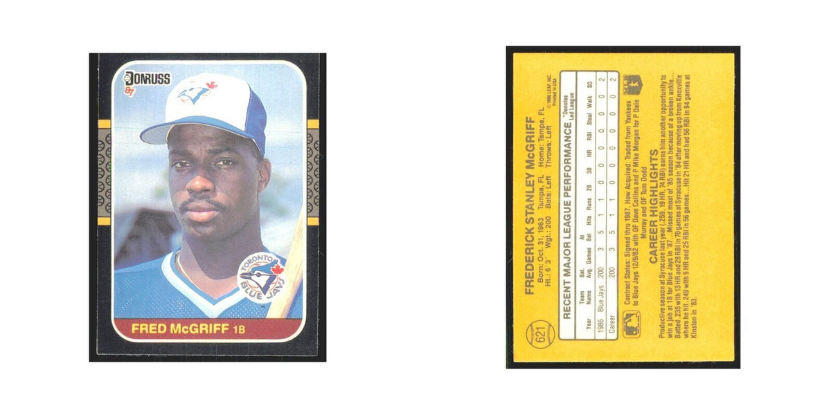 Fred McGriff 1987 Donruss #621 Toronto Blue Jays Baseball Card NM