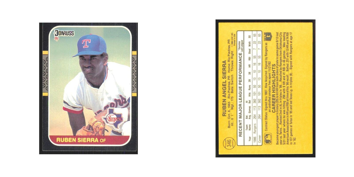 Ruben Sierra 1987 Donruss #346 Texas Rangers Baseball Card NM