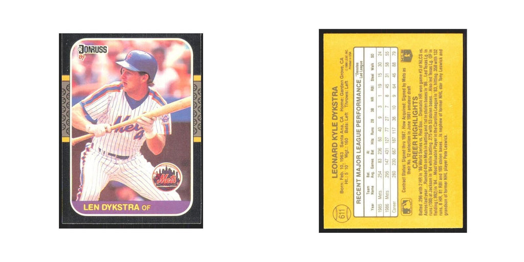 Len Dykstra 1987 Donruss #611 New York Mets Baseball Card NM