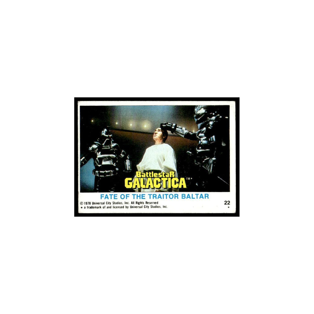 Fate of Traitor Baltar 1978 Battlestar Galactica #22 Trading Card Poor