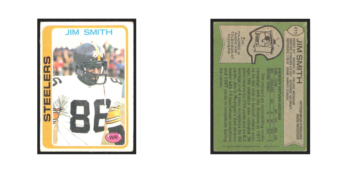 Jim Smith 1978 Topps #411 Football Cards Football Card EX