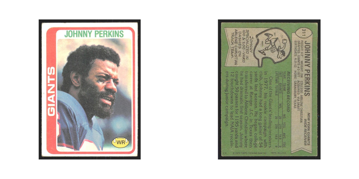 Johnny Perkins 1978 Topps #311 Football Cards Football Card EX