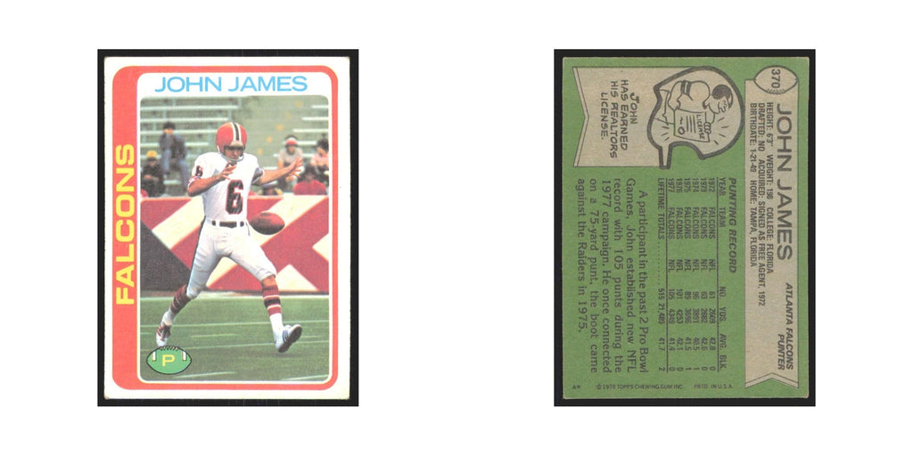 John James 1978 Topps #370 Football Cards Football Card EX