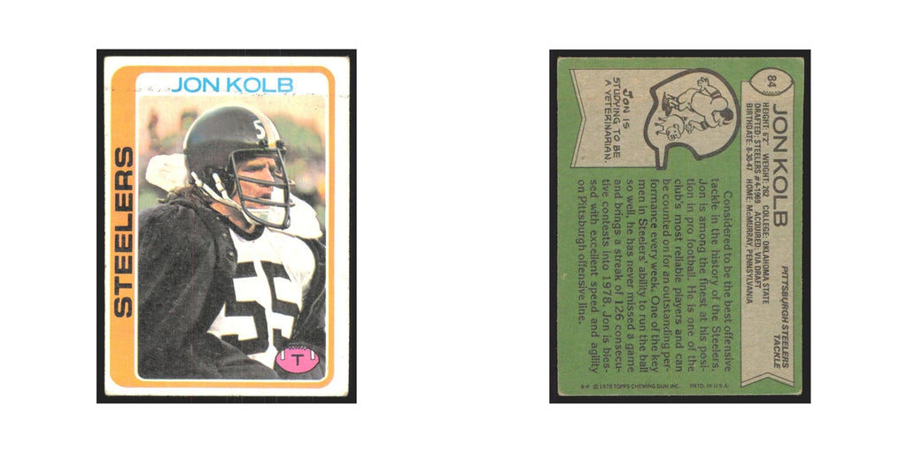 Jon Kolb 1978 Topps #84 Football Cards Football Card EX