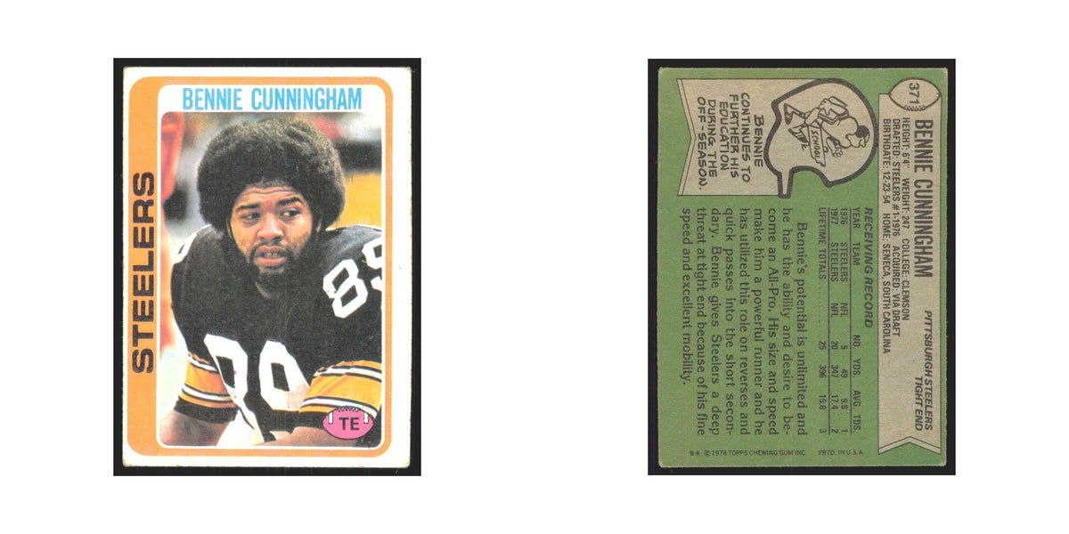 Bennie Cunningham 1978 Topps #371 Football Cards Football Card EX