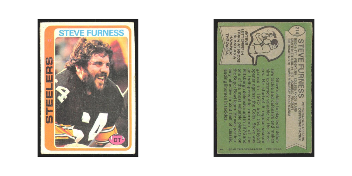 Steve Furness 1978 Topps #214 Football Cards Football Card EX