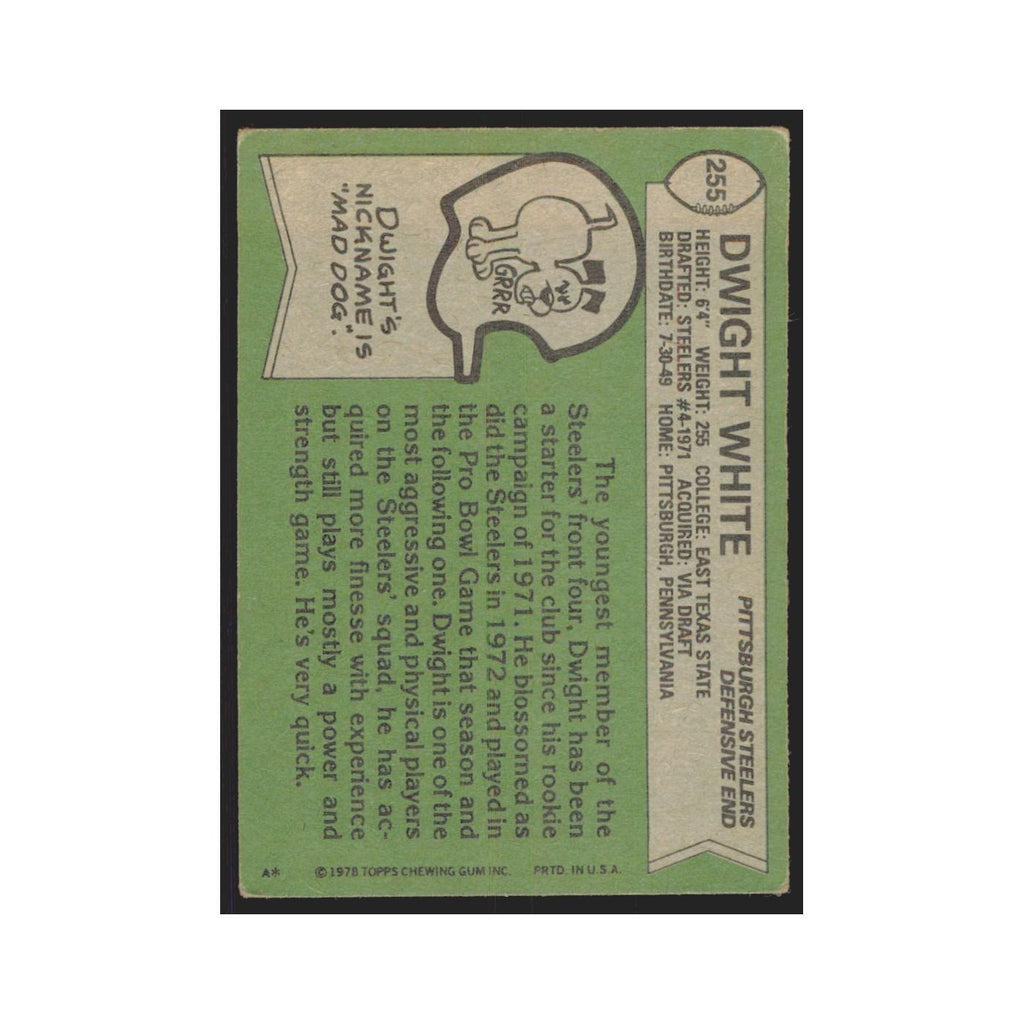 Dwight White 1978 Topps #255 Football Cards Football Card EX
