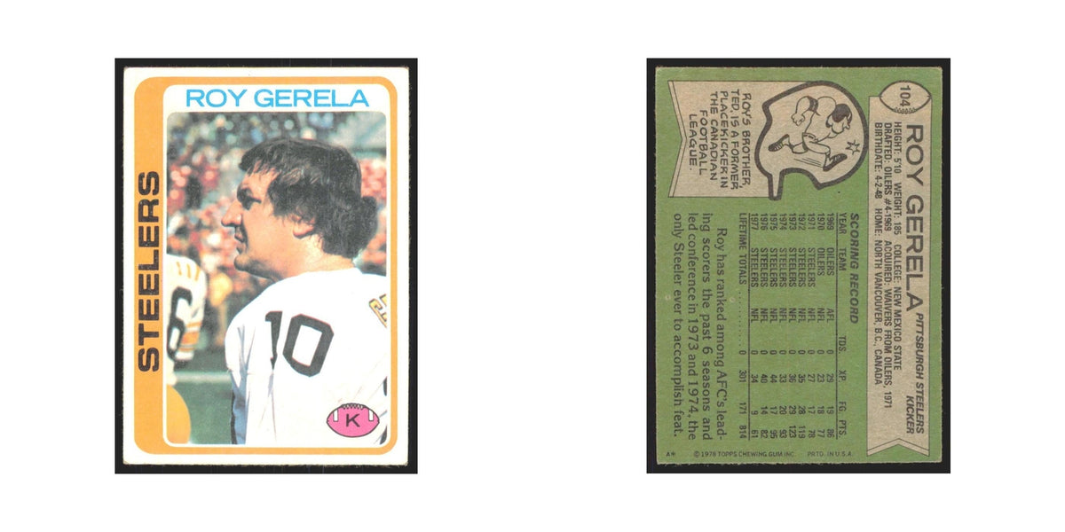 Roy Gerela 1978 Topps #104 Football Cards Football Card EX