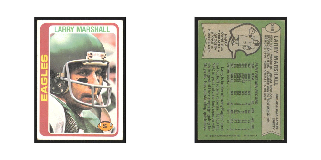 Larry Marshall 1978 Topps #358 Football Cards Football Card EX