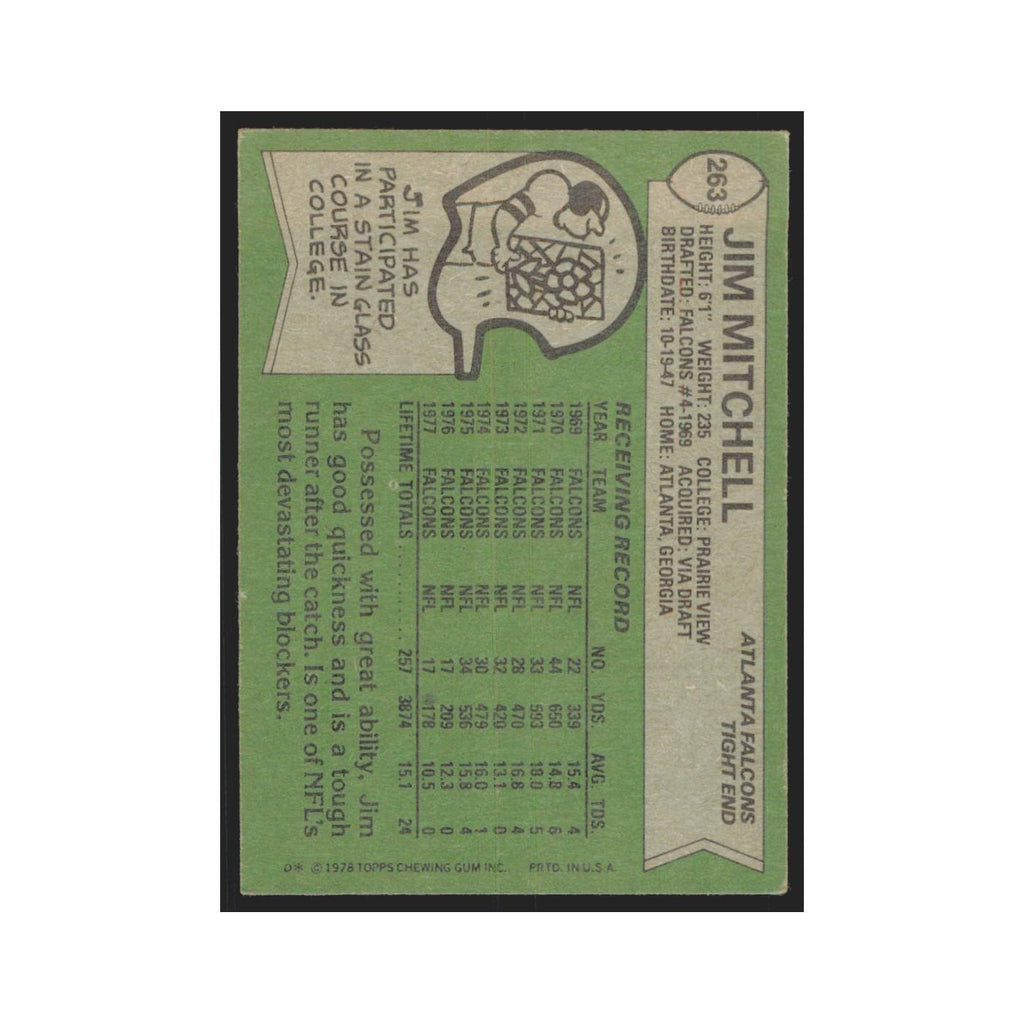 Jim Mitchell 1978 Topps #263 Football Cards Football Card EX