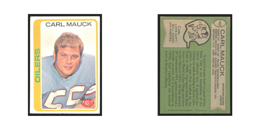 Carl Mauck 1978 Topps #193 Football Cards Football Card EX