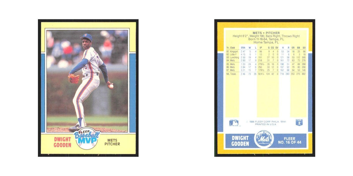 Dwight Gooden 1988 Fleer Baseball MVP's #16 New York Mets Baseball Card NM
